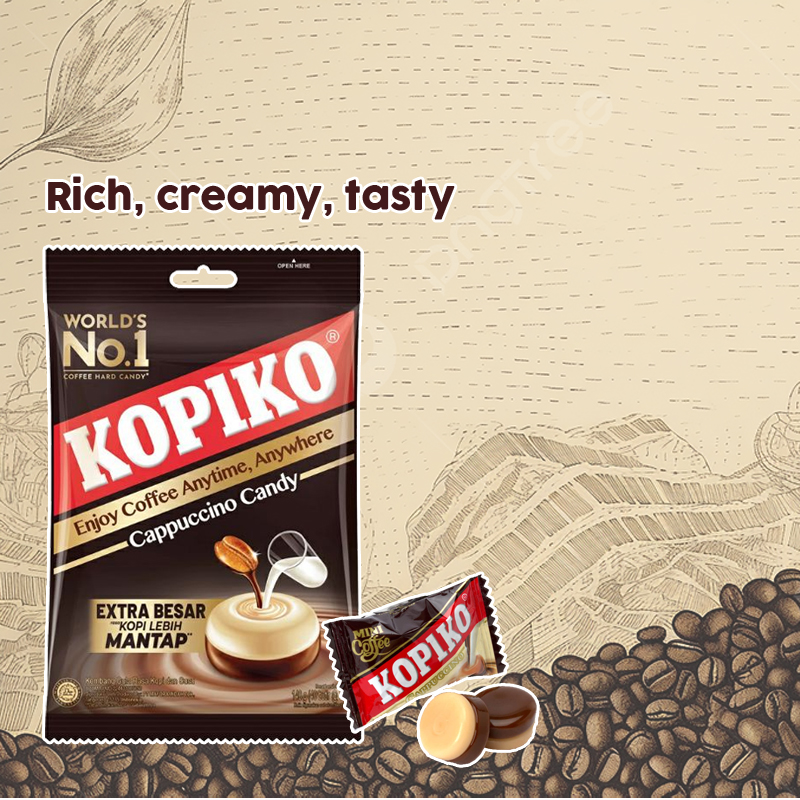 KOPIKO Cappuccino Candy Extra Big Size 175g ( 50 pcs x 3.5g) Halal