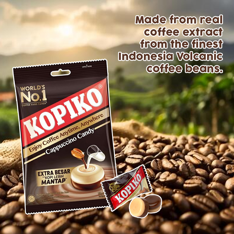 KOPIKO Cappuccino Candy Extra Big Size 175g ( 50 pcs x 3.5g) Halal