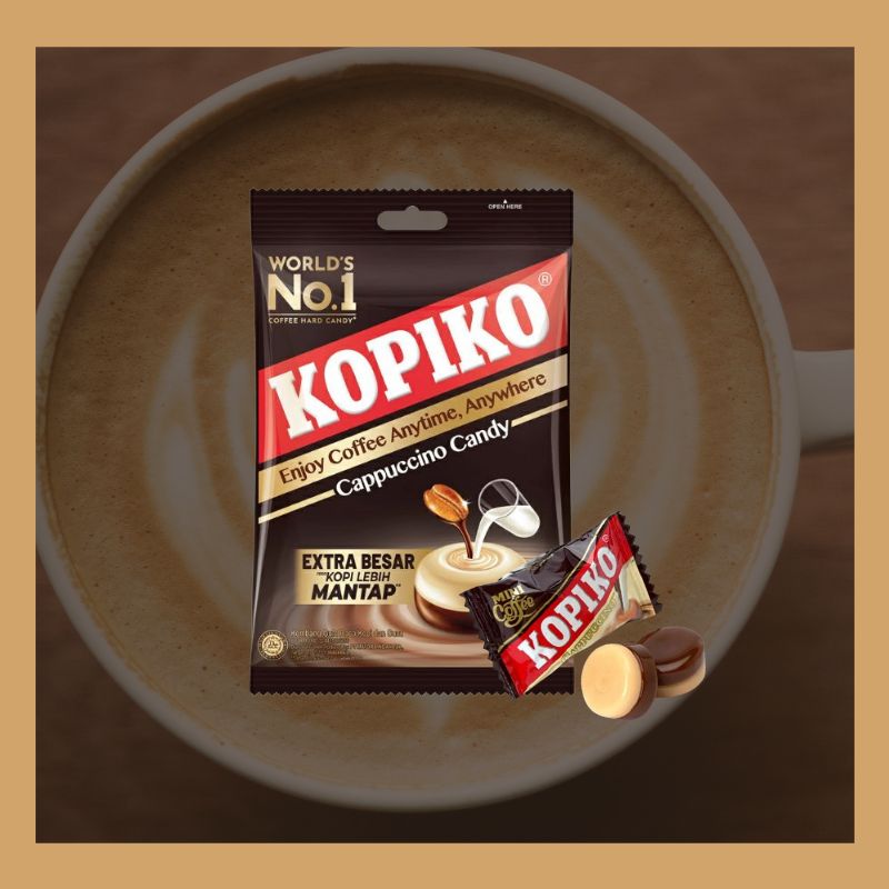 KOPIKO Cappuccino Candy Extra Big Size 175g ( 50 pcs x 3.5g) Halal